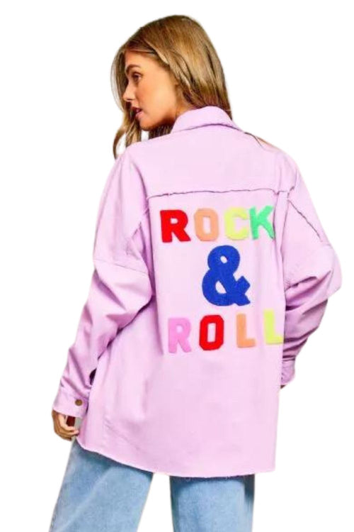 Davi & Dani Womens Multi Color Rock & Roll Fringe Hem Shirt