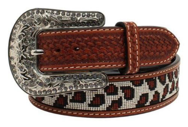Angel Ranch Women's Calf Hair Western Belt with Crystals, M