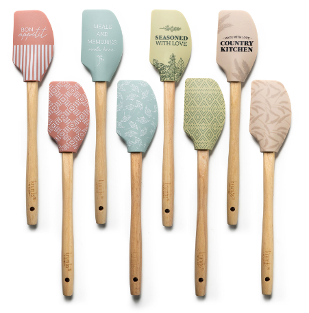 Krumbs Kitchen Elements Collection Silicone Spoon, with Metallic Gold Handle, Assorted