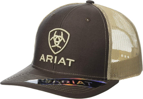 Ariat Mens Logo Patch Mesh Back Adjustable Snapback Cap Hat (Grey)
