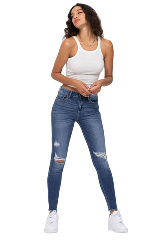Risen Jeans Womens High Rise Boyfriend Distressed Denim Cuffed Jeans