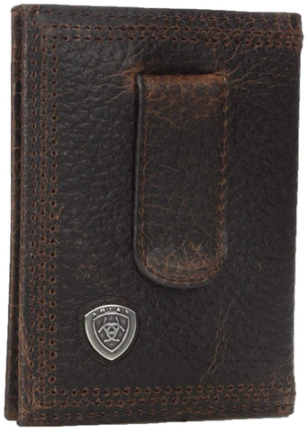 Roma Leathers Genuine Leather RFID Safe Zip Pocket Checkbook Style Wallet