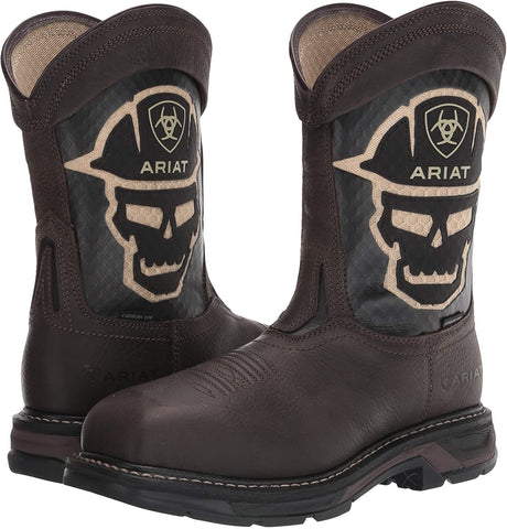Ariat Men's Workhog Western Pull-On Leather Work Boot, Dark Copper