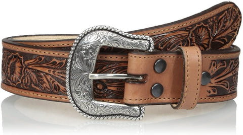 Ariat Mens Logo Conch Double Stitch Western Leather Belt