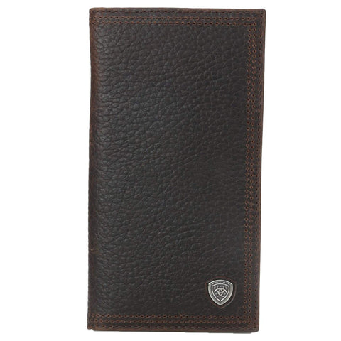 Ariat Mens Leather Flag Patch Bifold Wallet, Brown