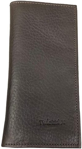 Twisted X Mens Distressed Leather Longhorn Rodeo Checkbook Wallet (Brown)