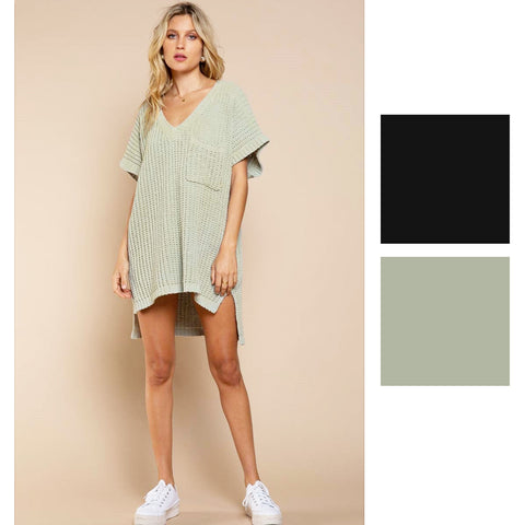 Zenana Womens Luxe Rayon Lace Sleeve Side Slit High-Low Hem Top