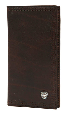 Ariat Performance Work Leather Rodeo Wallet/Checkbook Cover (Dark Rowdy Brown)