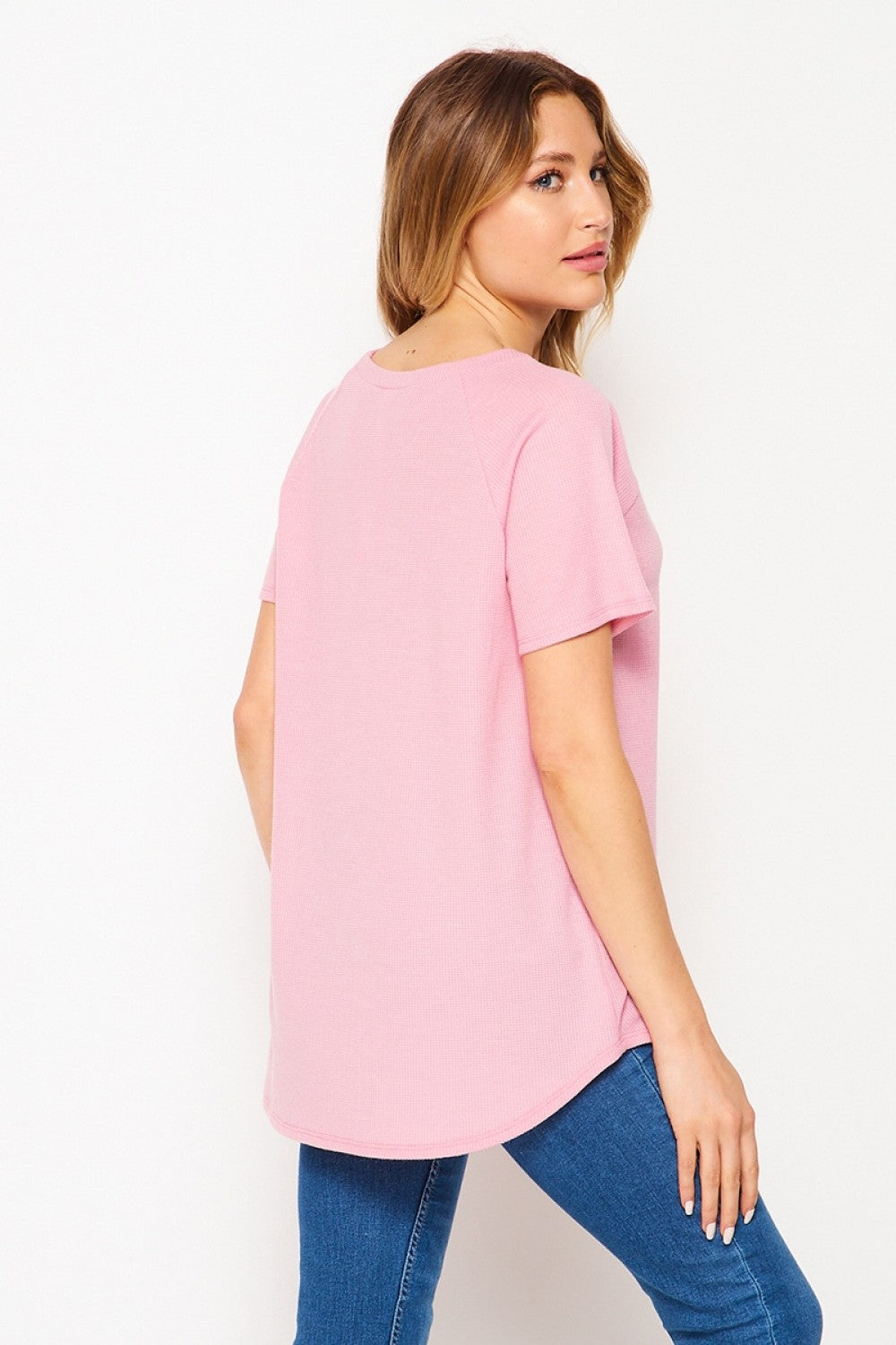 HoneyMe Womens Short Sleeve Cutout Tunic Top