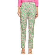 Dear Scarlett Womens High Waist Relaxed Fit Pants, Kelly Green/Pink