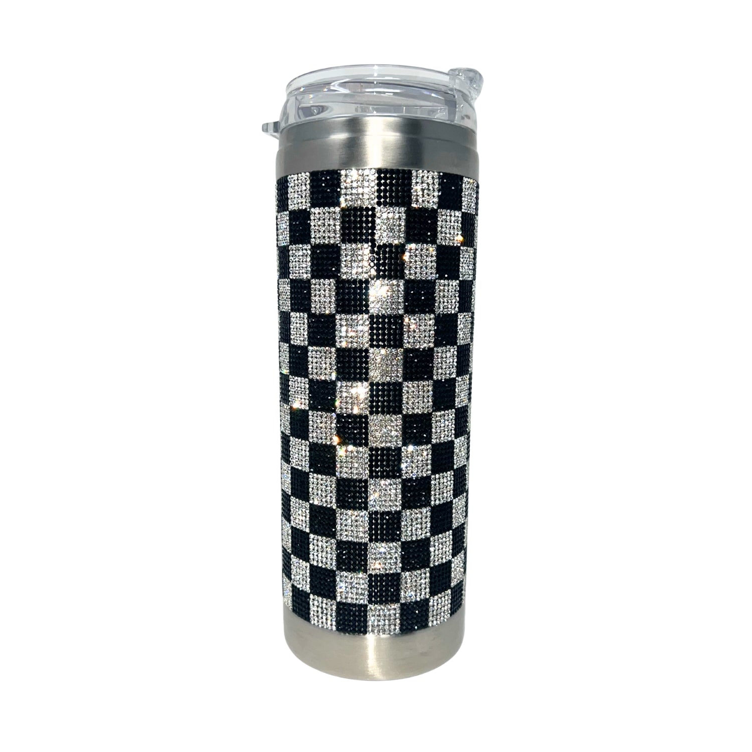 Jacqueline Kent 20oz Crystal Tumbler, Black/Silver Checker