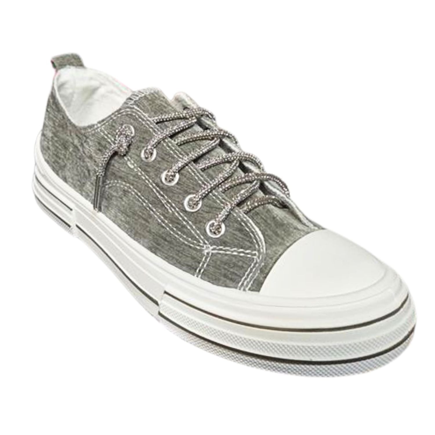 Very G Womens Aman Velvet Lace Up Platform Slip On Canvas Sneaker, Sage