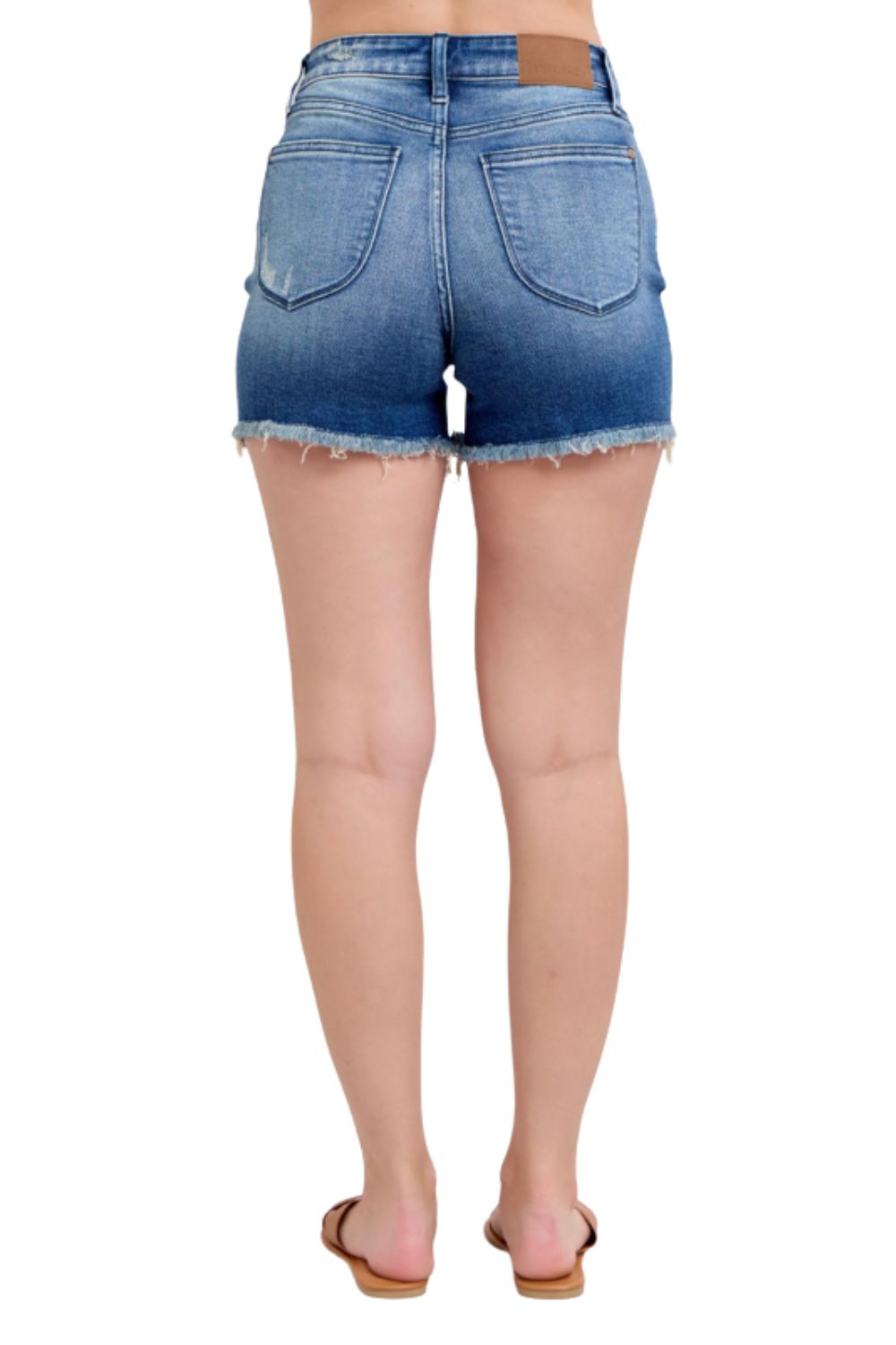 Judy Blue Womens High Waist V Front Shield Pocket Denim Shorts