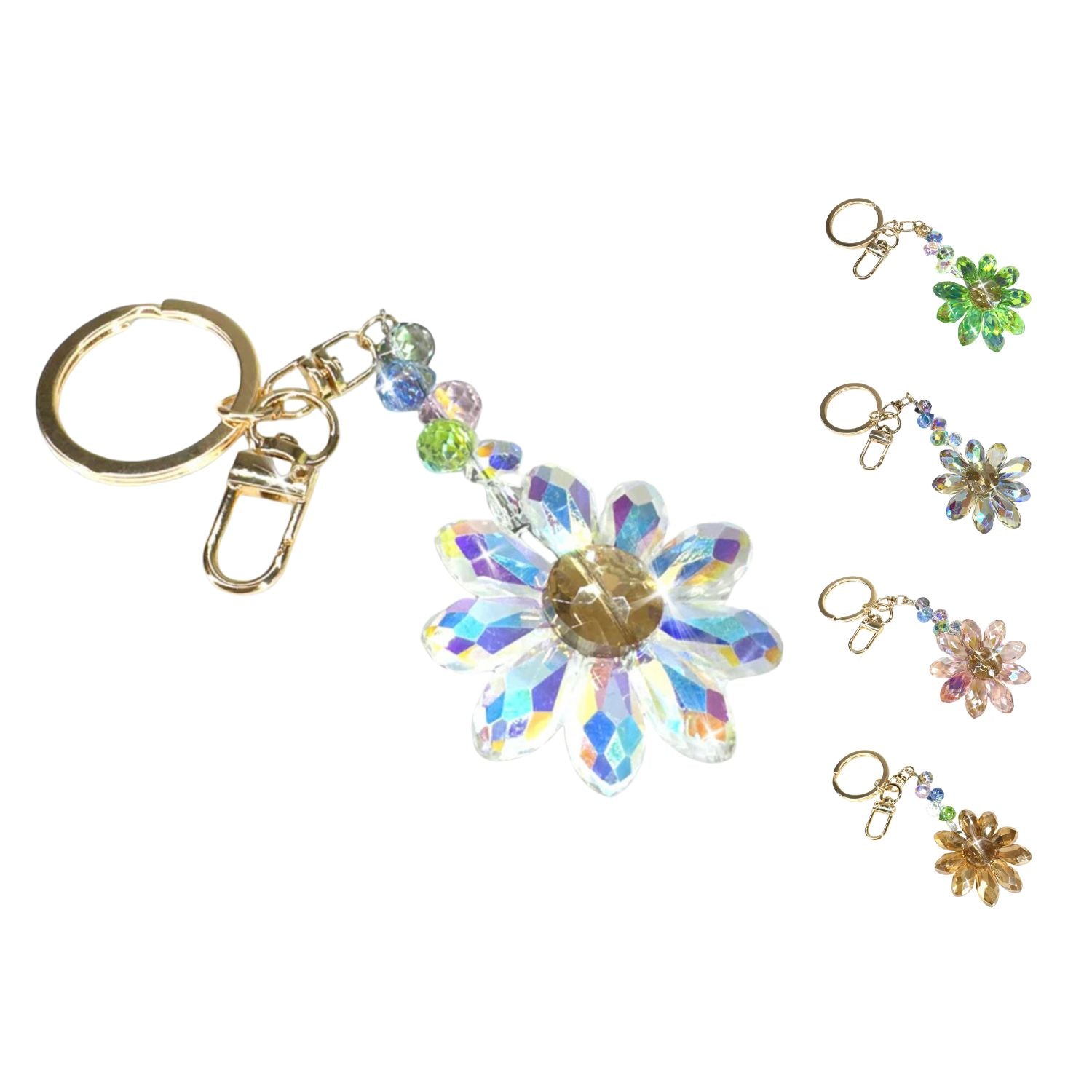 Jacqueline Kent Flower Power Crystal Daisy Purse Charm Keychain
