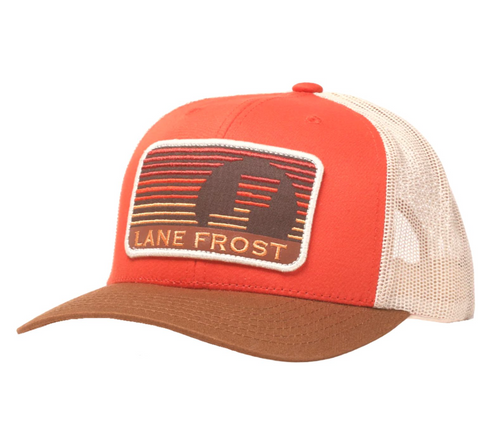 Lane Frost Wrangler Adjustable Snap Back Baseball Cap Hat, Orange/Tan, DEFECT