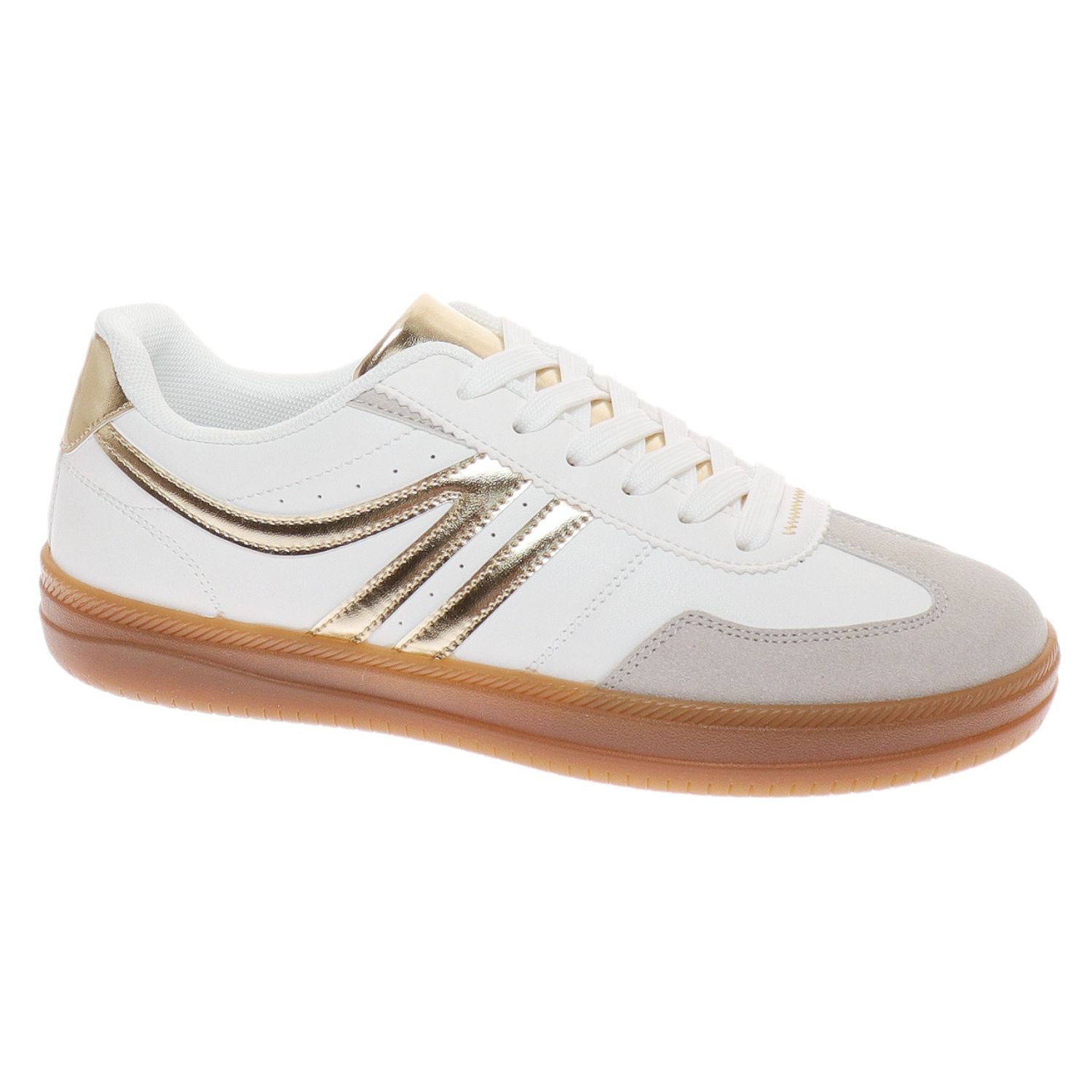 Outwoods Womens Giana-2 Lace Up Fashion Sneakers, Gold Combo