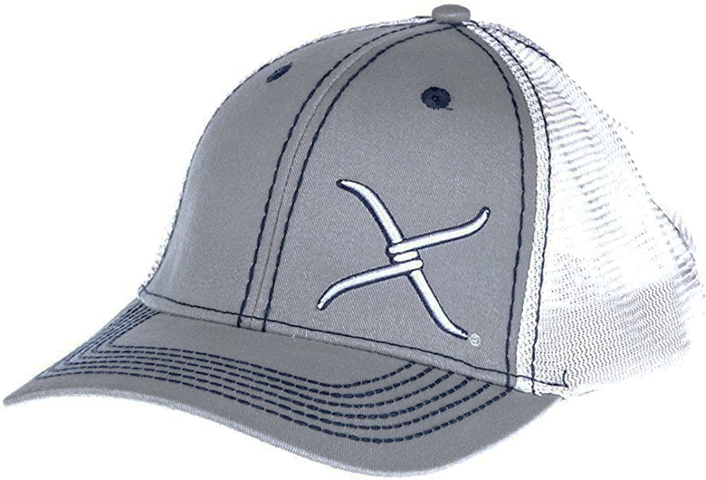 Twisted X Mens Adjustable Snapback Mesh Cap Hat (Grey/White, One Size)