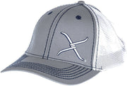 Twisted X Mens Adjustable Snapback Mesh Cap Hat (Grey/White, One Size)