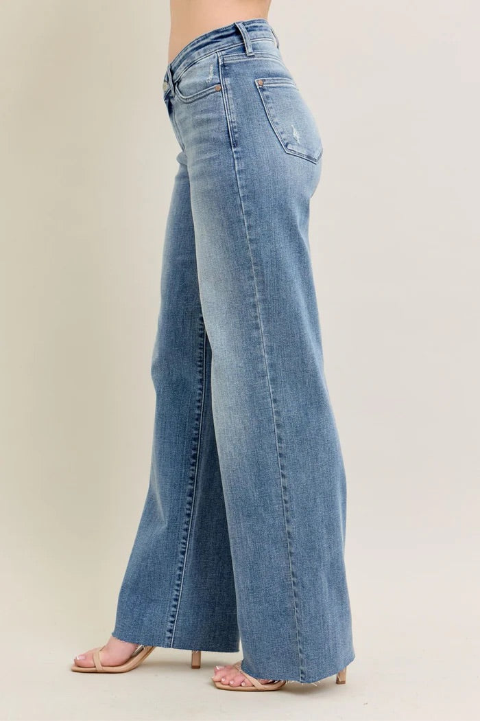 Judy Blue Womens V-Front Baggy Straight Leg Jeans