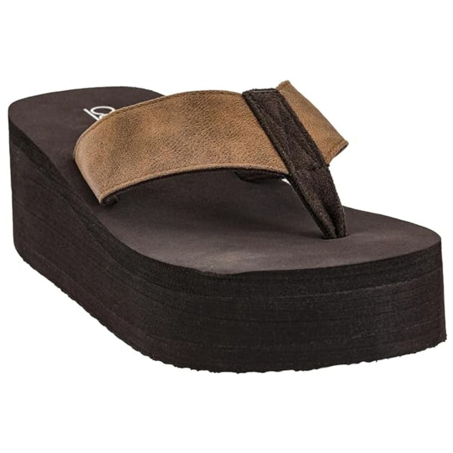 Corkys Womens Mai Tai Flip Flop Wedge Sandals, Tan