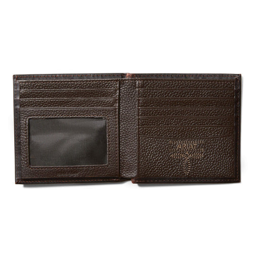 Ariat Mens Crazy Horse Embroidered Logo Large Bifold Wallet