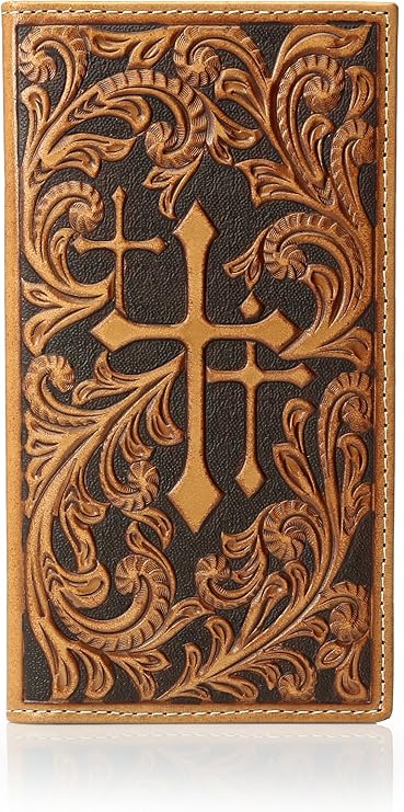 Nocona Mens Tricross Floral Scroll Embossed Leather Rodeo Wallet