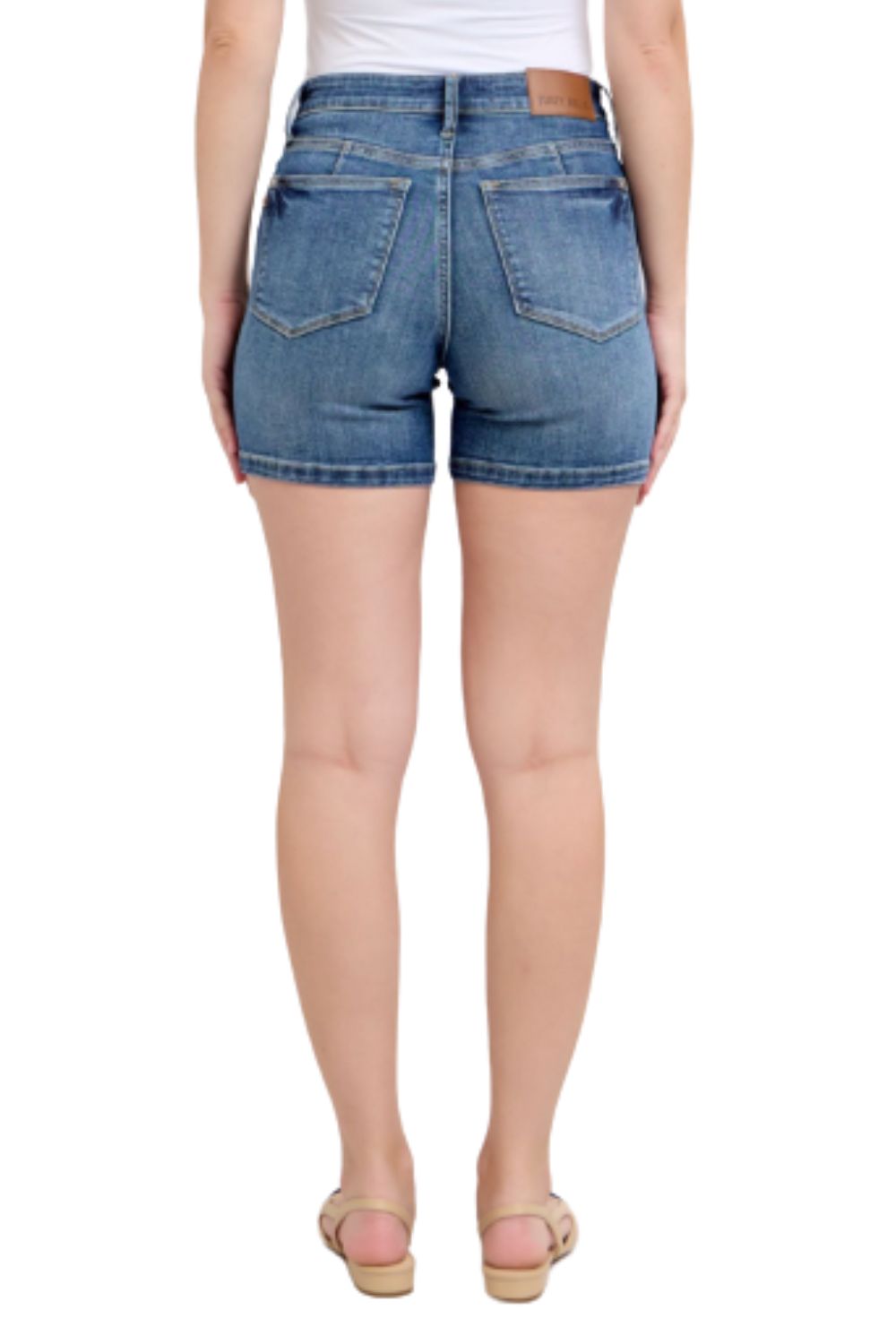 Judy Blue Womens Tummy Control Mid Rise Denim Shorts