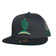 Lost Calf Mens Cactus Embroidered Flat Bill Adjustable Snapback Cap Hat, Green