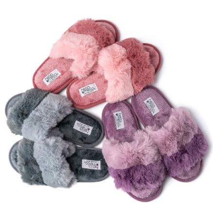 Hello Mello Cotton Candy Puff Slippers, Slide On