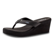 Flojos Womens Olivia Vintage Wedge Heel Thong Sandal, Black