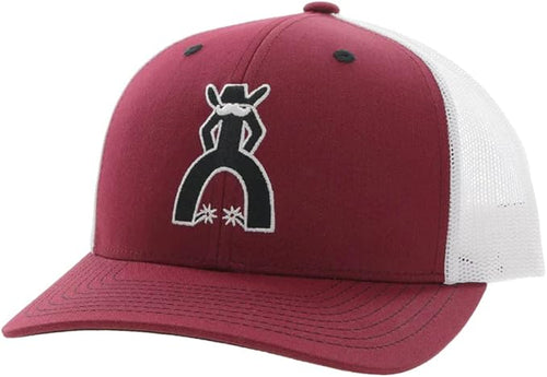 Hooey Mens Knox Punchy Adjustable Snapback Cap Hat, (Maroon/White)