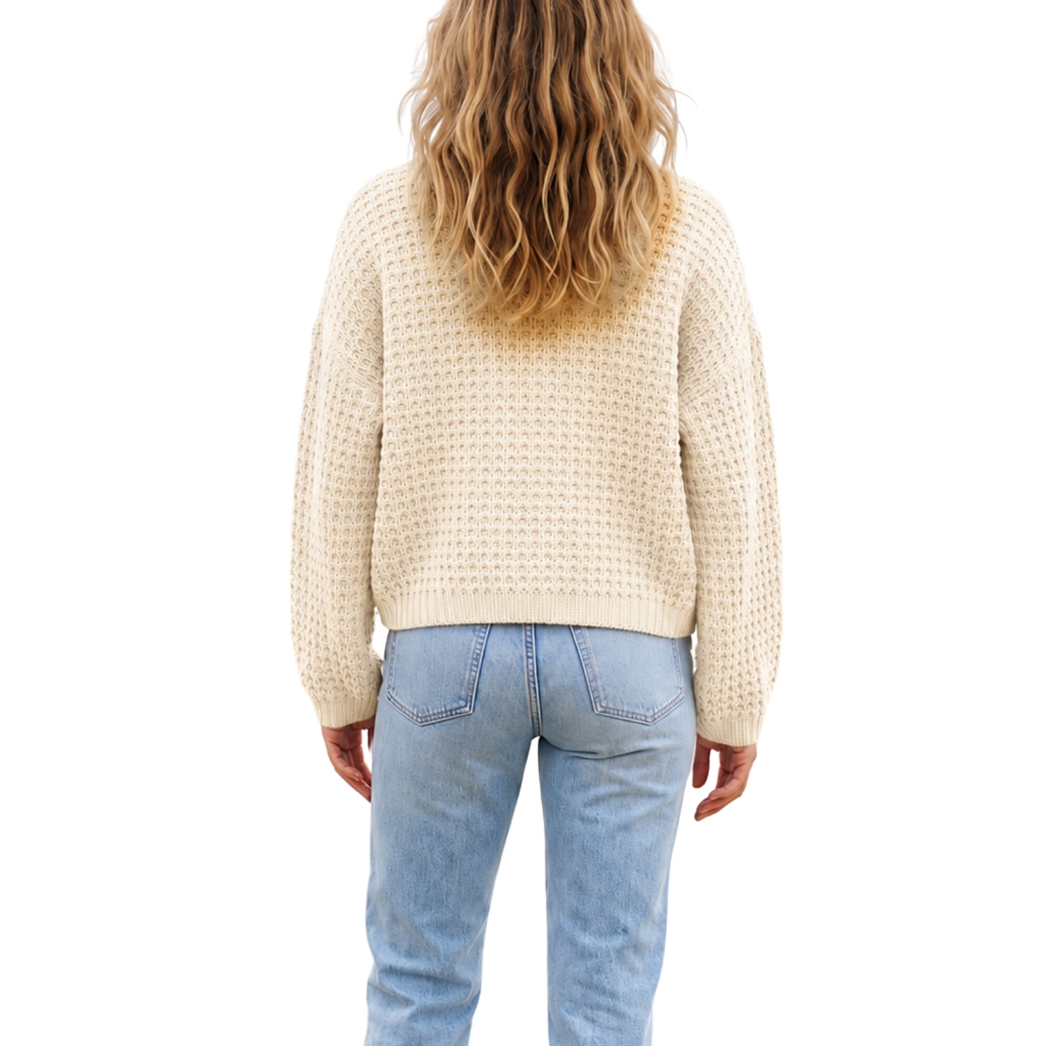 Coastal Canvas Women’s Waffle Knit Sweater, Ivory