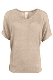 HoneyMe Womens Wide V-Neck Short Sleeve Top