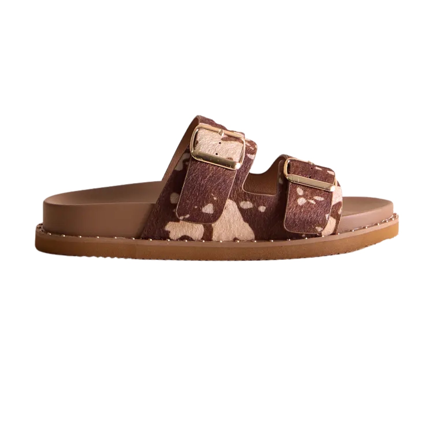 Very G Alma Women's Studded Double Buckle Slide Sandals, Light Tan