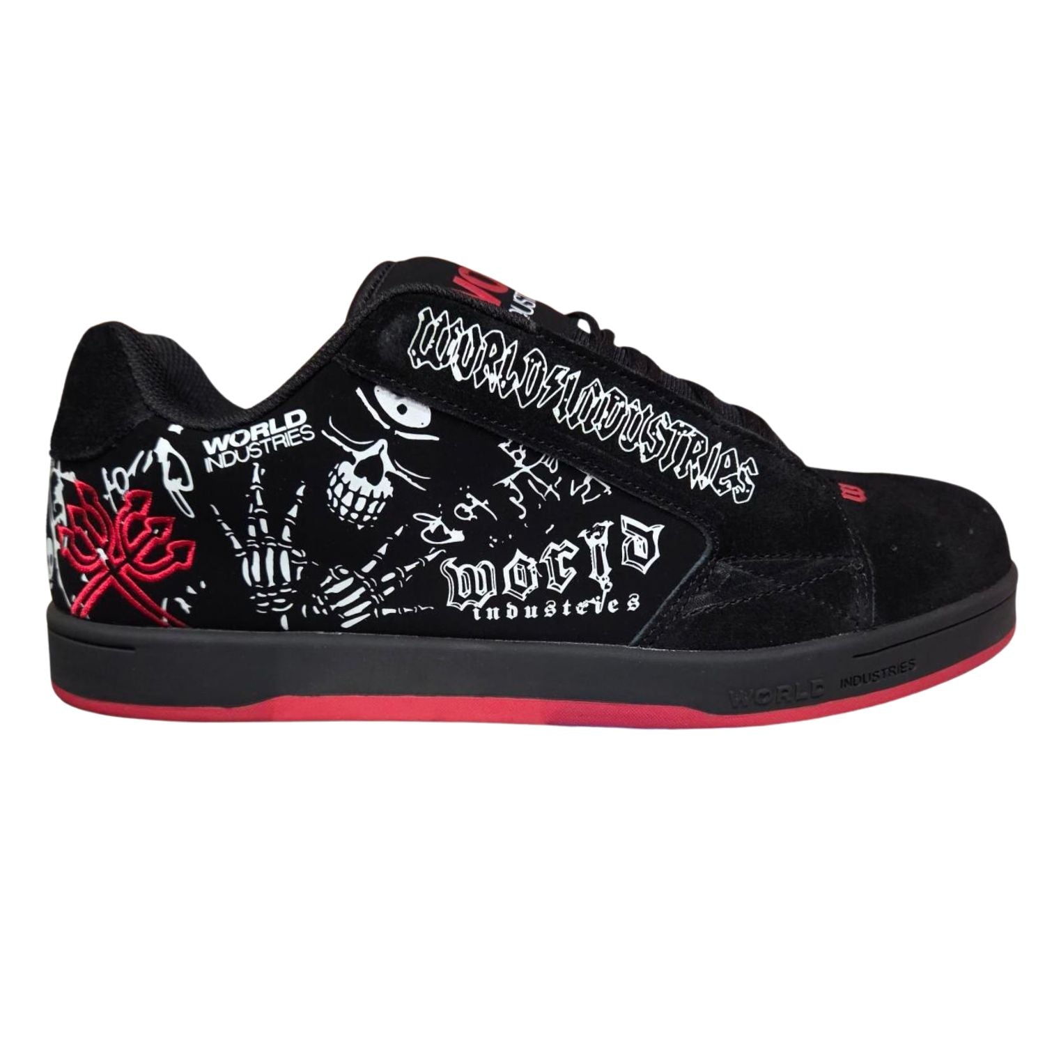 World Industries Mens Smith Skateboard Shoes, Black/White/Red