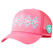 Ariat Youth Girls Southwest Print Mesh Back Ponyflo Adjustable Cap Hat, Hot Pink