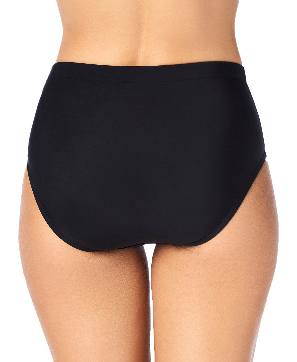 Swim Solutions Womens Mid-Rise Bikini Bottoms, Black, 14