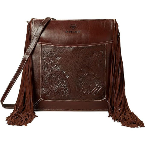 Ariat Womens Lorelei Calf Hair Tooled Leather Shoulder Bag