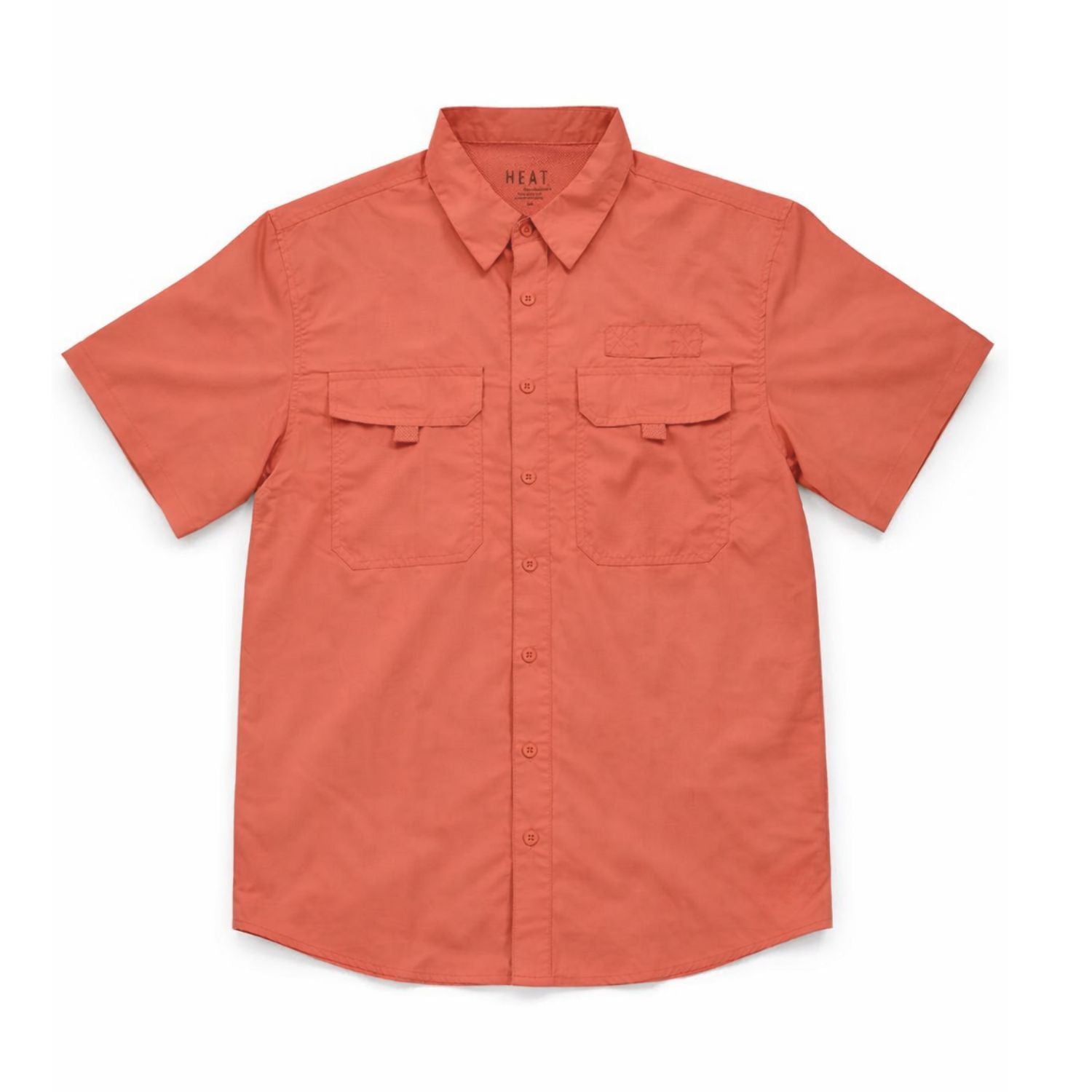 Heat Swimwear Mens Fisherman Short Sleeve Lightweight Button Front Shirt- Coral