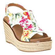 Corkys Womens Freddie Wedge Sandals, White Floral