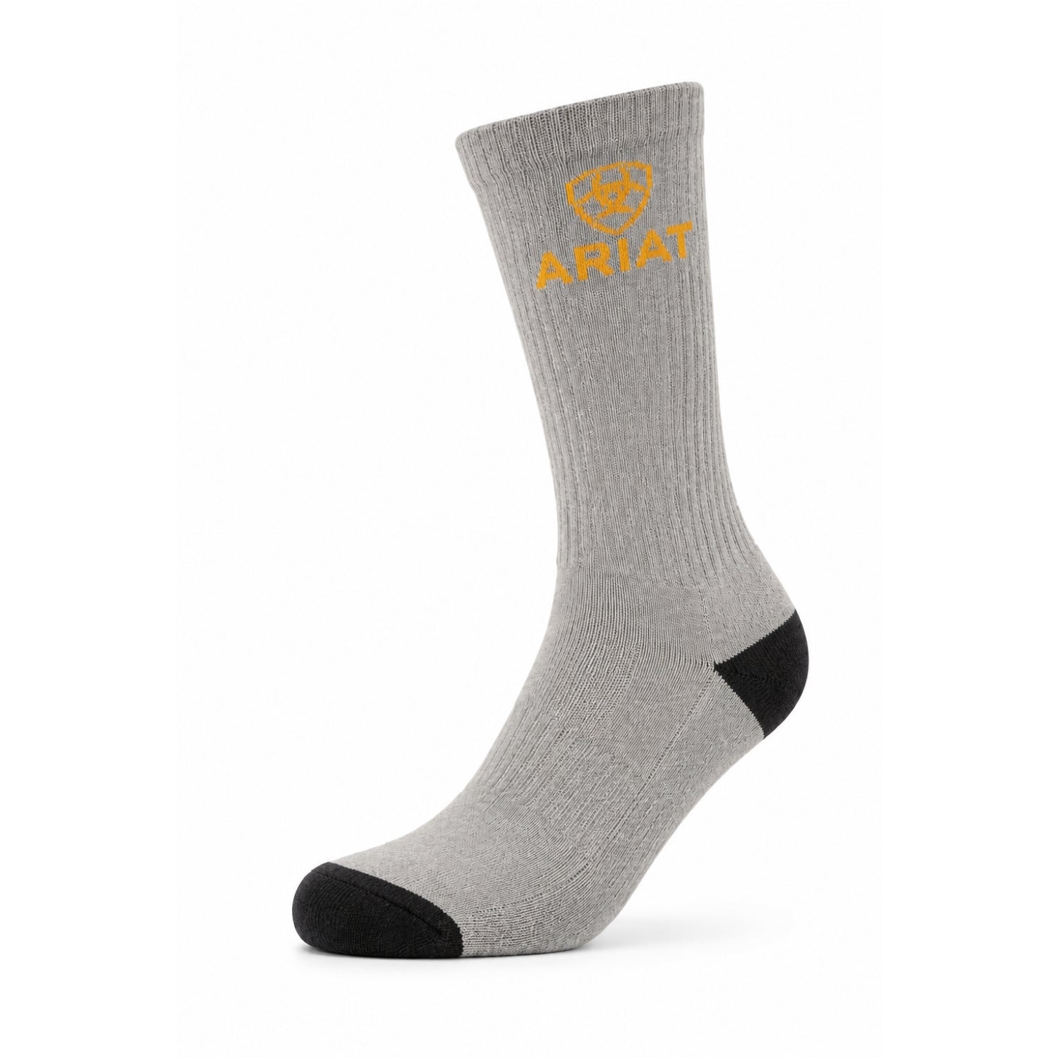 Ariat Premium Ringspun Cotton Mid-Calf Work Socks, 3-Pair Pack, Grey