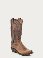 Corral Boots Mens Golden Brown Woven Detail Narrow Square Toe Cowboy Boots
