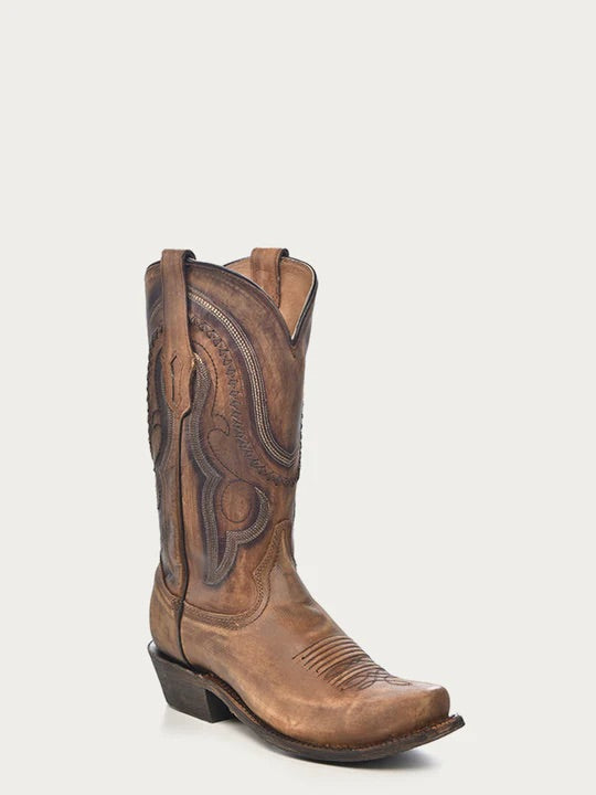 Corral Boots Mens Golden Brown Woven Detail Narrow Square Toe Cowboy Boots