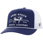Hooey Mens Rank Stock Logo Adjustable Snapback Trucker Cap Hat-Navy/White