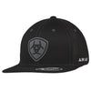 Ariat Mens Suede Shield Patch Adjustable Snapback Mesh Cap Hat (Black)