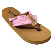 Very G Womens GJazz 3 Frayed Top Fashion Flip Flop Sandal, Pink