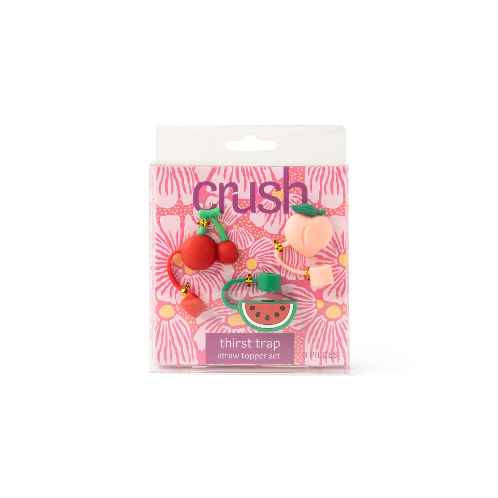 Crush Thirst Trap Cute Silicone Straw Toppers- 3 Pack