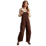 Listicle Women's Barrel Leg Utility Overall Jumpsuit, Mocha