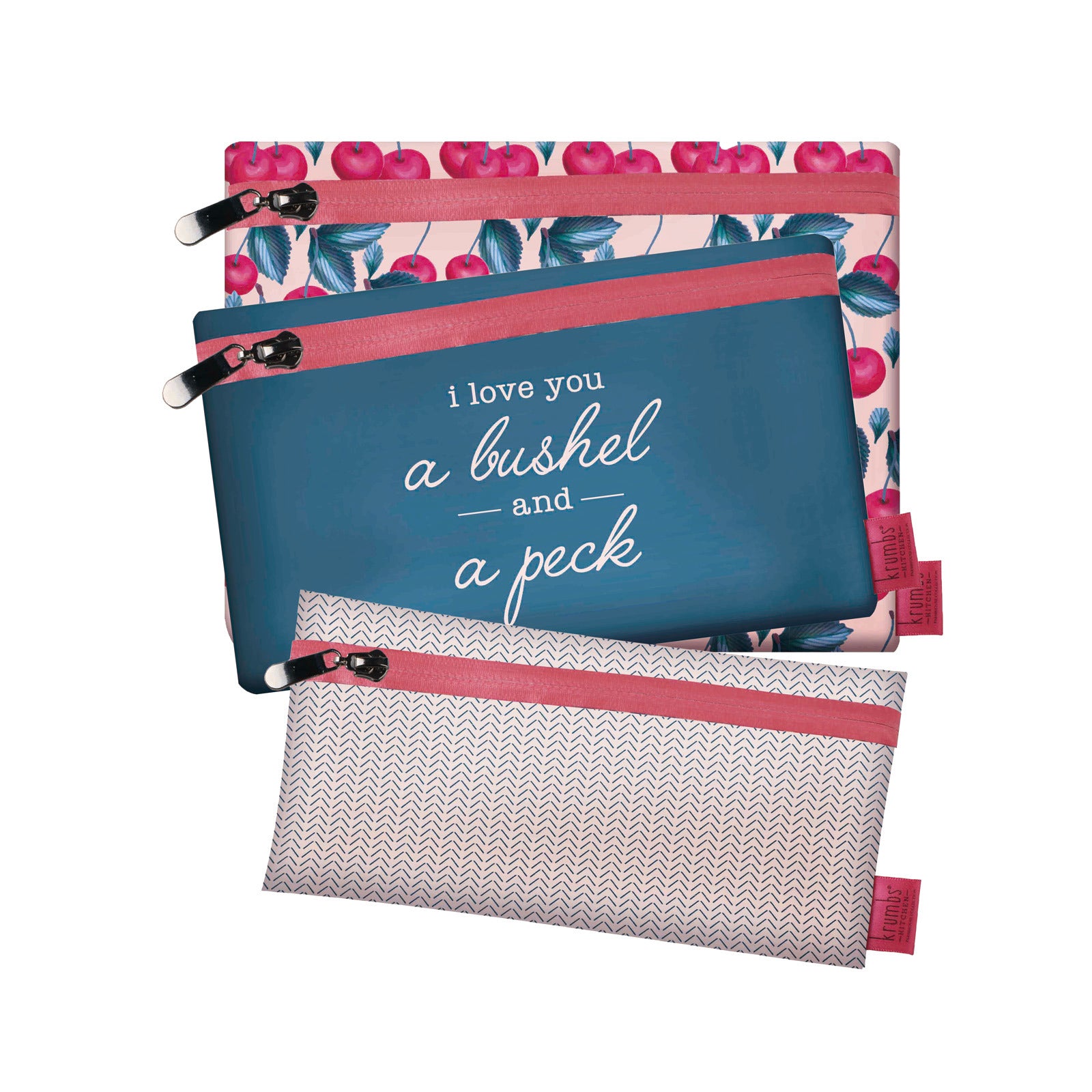 Krumbs Kitchen Farmhouse Fresh Zips 3-Pack Reuseable Storage Bags