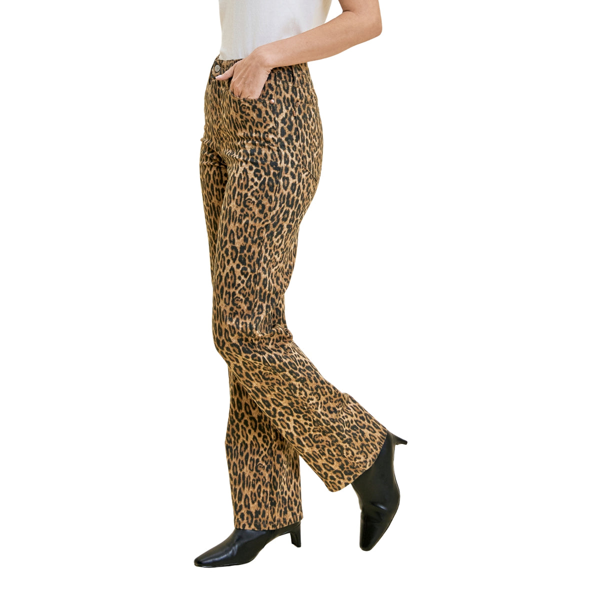 Judy Blue Women's Kimberly High Waist Classic Jeans, Leopard Print